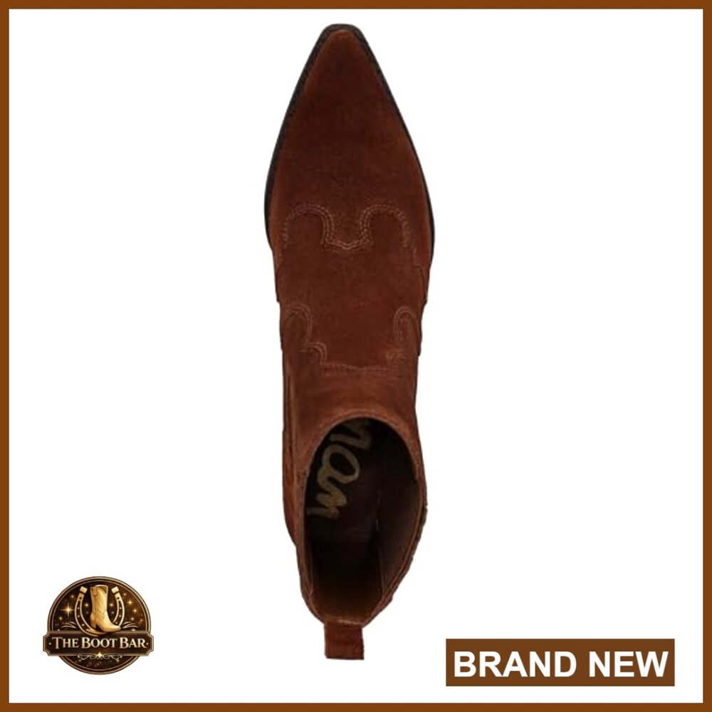 Leather Ankle Booties with 2.3 Inch Heel, Pull-On Closure - Picture 5 of 6